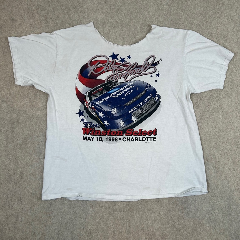 Sports Image Dale Earnhardt NASCAR T-Shirt  XXL White 1996 Winston Distressed